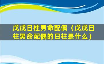 戊戌日柱男命配偶（戊戌日柱男命配偶的日柱是什么）