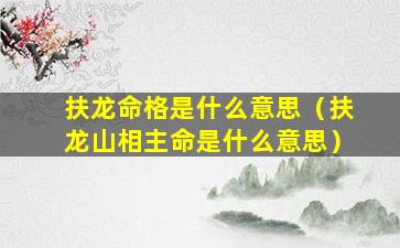 扶龙命格是什么意思（扶龙山相主命是什么意思）