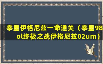 拳皇伊格尼兹一命通关（拳皇98ol终极之战伊格尼兹02um）