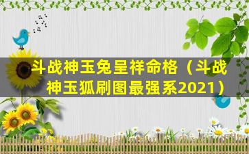 斗战神玉兔呈祥命格（斗战神玉狐刷图最强系2021）