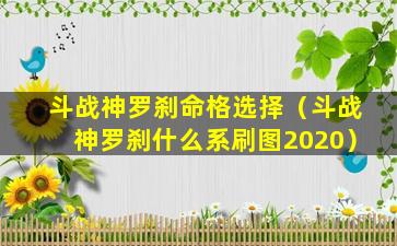 斗战神罗刹命格选择（斗战神罗刹什么系刷图2020）