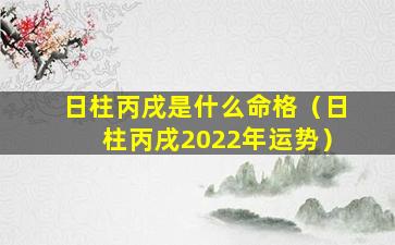 日柱丙戌是什么命格（日柱丙戌2022年运势）