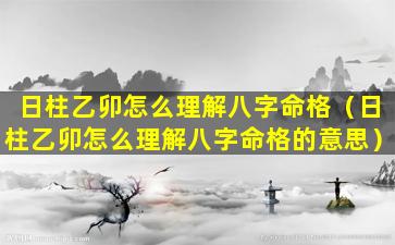 日柱乙卯怎么理解八字命格（日柱乙卯怎么理解八字命格的意思）