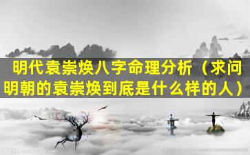 明代袁崇焕八字命理分析（求问明朝的袁崇焕到底是什么样的人）