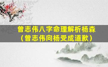 曾志伟八字命理解析杨森（曾志伟向杨受成道歉）