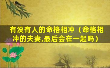 有没有人的命格相冲（命格相冲的夫妻,最后会在一起吗）