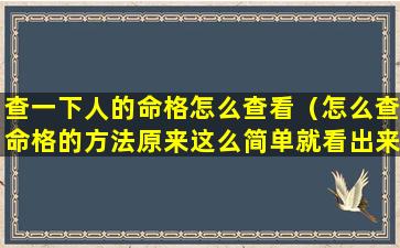 查一下人的命格怎么查看（怎么查命格的方法原来这么简单就看出来了）