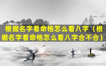 根据名字看命格怎么看八字（根据名字看命格怎么看八字合不合）