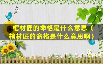 棺材匠的命格是什么意思（棺材匠的命格是什么意思啊）