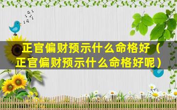 正官偏财预示什么命格好（正官偏财预示什么命格好呢）