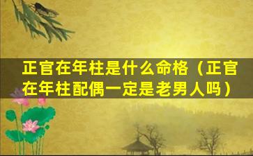 正官在年柱是什么命格（正官在年柱配偶一定是老男人吗）