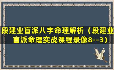 段建业盲派八字命理解析（段建业盲派命理实战课程录像8--3）