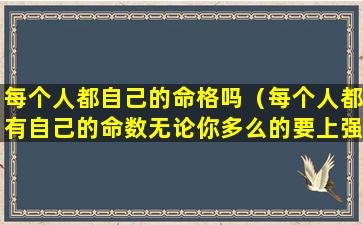 每个人都自己的命格吗（每个人都有自己的命数无论你多么的要上强）