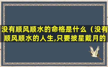 没有顺风顺水的命格是什么（没有顺风顺水的人生,只要披星戴月的前行）