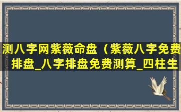 测八字网紫薇命盘（紫薇八字免费排盘_八字排盘免费测算_四柱生辰八字测算）