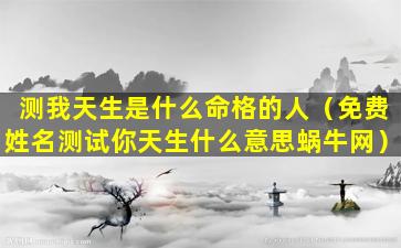 测我天生是什么命格的人（免费姓名测试你天生什么意思蜗牛网）