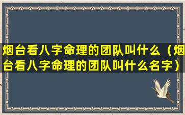 烟台看八字命理的团队叫什么（烟台看八字命理的团队叫什么名字）