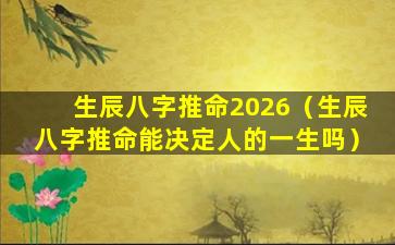 生辰八字推命2026（生辰八字推命能决定人的一生吗）