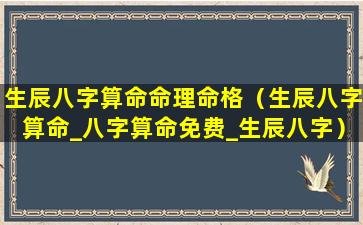 生辰八字算命命理命格（生辰八字算命_八字算命免费_生辰八字）