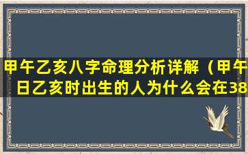 甲午乙亥八字命理分析详解（甲午日乙亥时出生的人为什么会在38岁这年有变化）