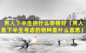 男人下半生拼什么命格好（男人是下半生考虑的物种是什么意思）