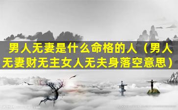 男人无妻是什么命格的人（男人无妻财无主女人无夫身落空意思）