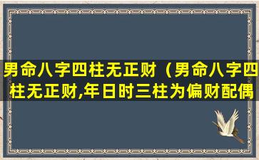 男命八字四柱无正财（男命八字四柱无正财,年日时三柱为偏财配偶星看哪个）