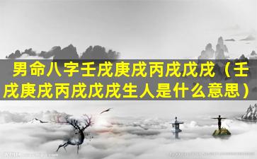 男命八字壬戌庚戌丙戌戊戌（壬戌庚戌丙戌戊戌生人是什么意思）