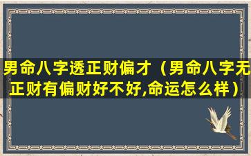 男命八字透正财偏才（男命八字无正财有偏财好不好,命运怎么样）