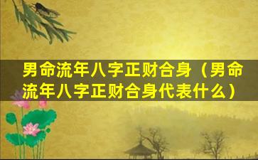 男命流年八字正财合身（男命流年八字正财合身代表什么）