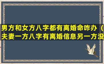 男方和女方八字都有离婚命咋办（夫妻一方八字有离婚信息另一方没有）