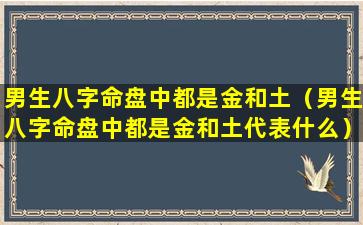 男生八字命盘中都是金和土（男生八字命盘中都是金和土代表什么）