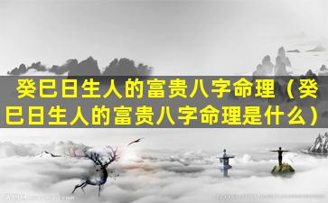 癸巳日生人的富贵八字命理（癸巳日生人的富贵八字命理是什么）