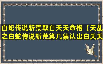 白蛇传说斩荒取白夭夭命格（天乩之白蛇传说斩荒第几集认出白夭夭）