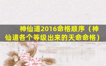 神仙道2016命格顺序（神仙道各个等级出来的天命命格）