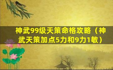 神武99级天策命格攻略（神武天策加点5力和9力1敏）