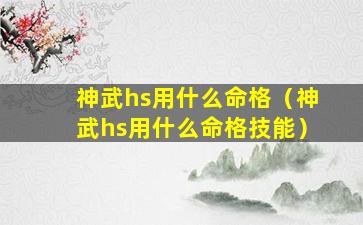 神武hs用什么命格（神武hs用什么命格技能）