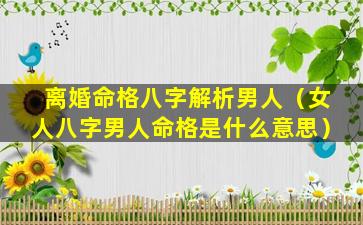 离婚命格八字解析男人（女人八字男人命格是什么意思）