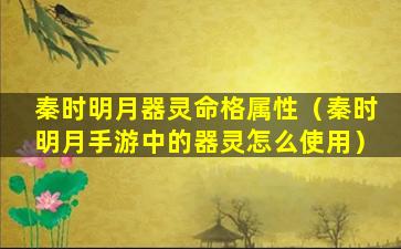 秦时明月器灵命格属性（秦时明月手游中的器灵怎么使用）