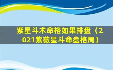 紫星斗术命格如果排盘（2021紫薇星斗命盘格局）