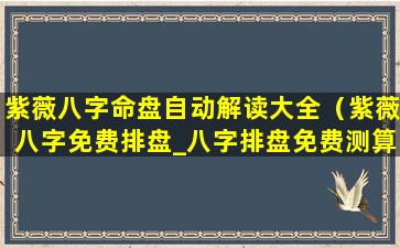 紫薇八字命盘自动解读大全（紫薇八字免费排盘_八字排盘免费测算_四柱生辰八字测算）