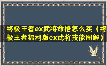 终极王者ex武将命格怎么买（终极王者福利版ex武将技能图解）