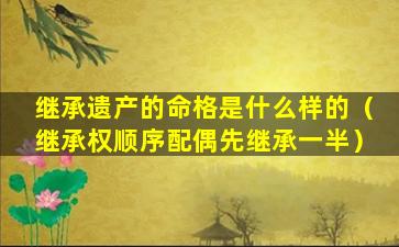 继承遗产的命格是什么样的（继承权顺序配偶先继承一半）