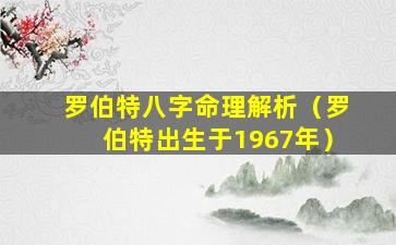 罗伯特八字命理解析（罗伯特出生于1967年）