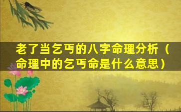 老了当乞丐的八字命理分析（命理中的乞丐命是什么意思）