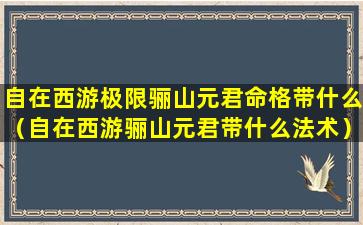 自在西游极限骊山元君命格带什么（自在西游骊山元君带什么法术）