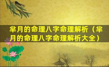 芈月的命理八字命理解析（芈月的命理八字命理解析大全）