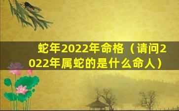 蛇年2022年命格（请问2022年属蛇的是什么命人）