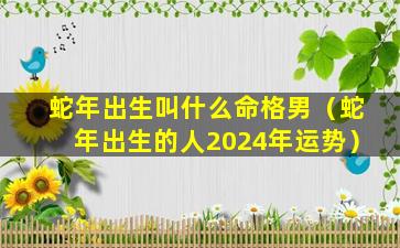 蛇年出生叫什么命格男（蛇年出生的人2024年运势）