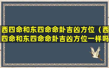 西四命和东四命命卦吉凶方位（西四命和东四命命卦吉凶方位一样吗）